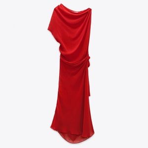 Zara Red Asymmetric Tunic Dress Limited Edition Size XS, NWT, 2532/761